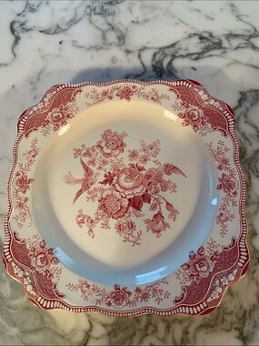 Vintage Bristol Old Hall England Pink Floral Transferware Dinner Plate 762055